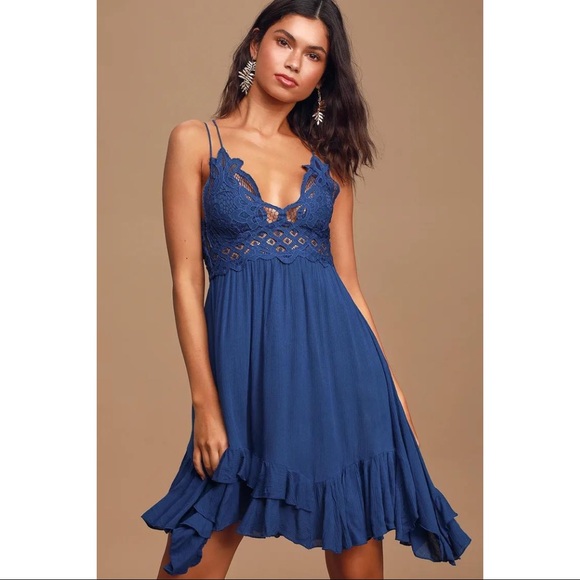 Free People Dresses & Skirts - Free people blue adella mini dress